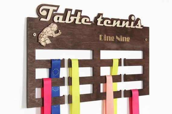 Table tennis medal hangers Tennis gifts Personalized medal hanger Medal display by PromiDesign