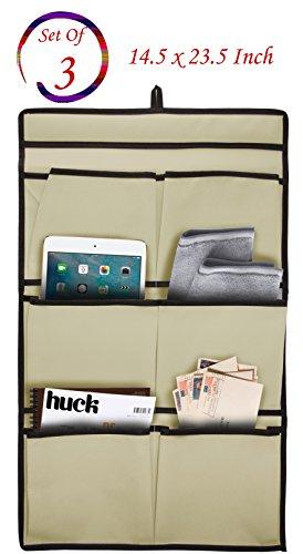 (Set Of 3) 6 Pocket Hanging Wall-Door Organizer / Hanging Storage Bag Organizer, Canvas (Size: 14.5 X 23.5)