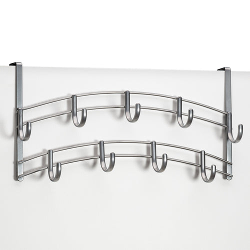 Lynk Over Door Accessory Holder - Scarf, Belt, Hat, Jewelry Hanger - 9 Hook Organizer Rack - Platinum