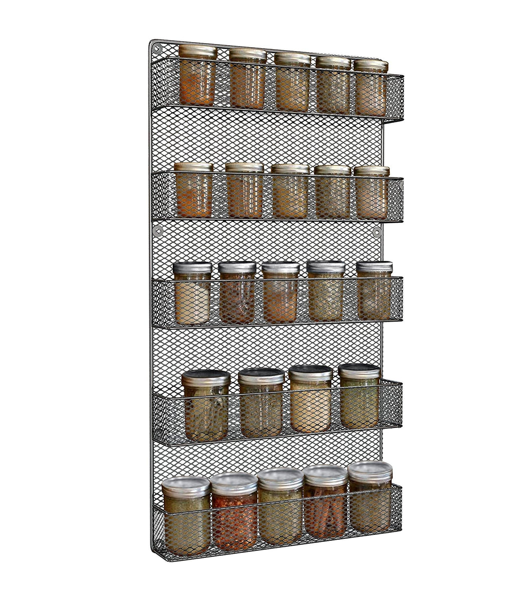 Spice Rack Wall Mount- Spice Rack Organizer- Use as a Wall Mounted Spice Rack- Great Storage Capacity for Kitchen Spicy Shelf- The Best Spice Rack -5 Tier Shelves